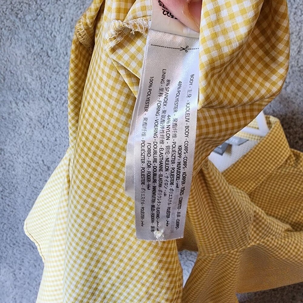 AriatTek Lightweight Long Roll Tab Sleeves Button Up Shirt Yellow Gingham Size L - Picture 11 of 13
